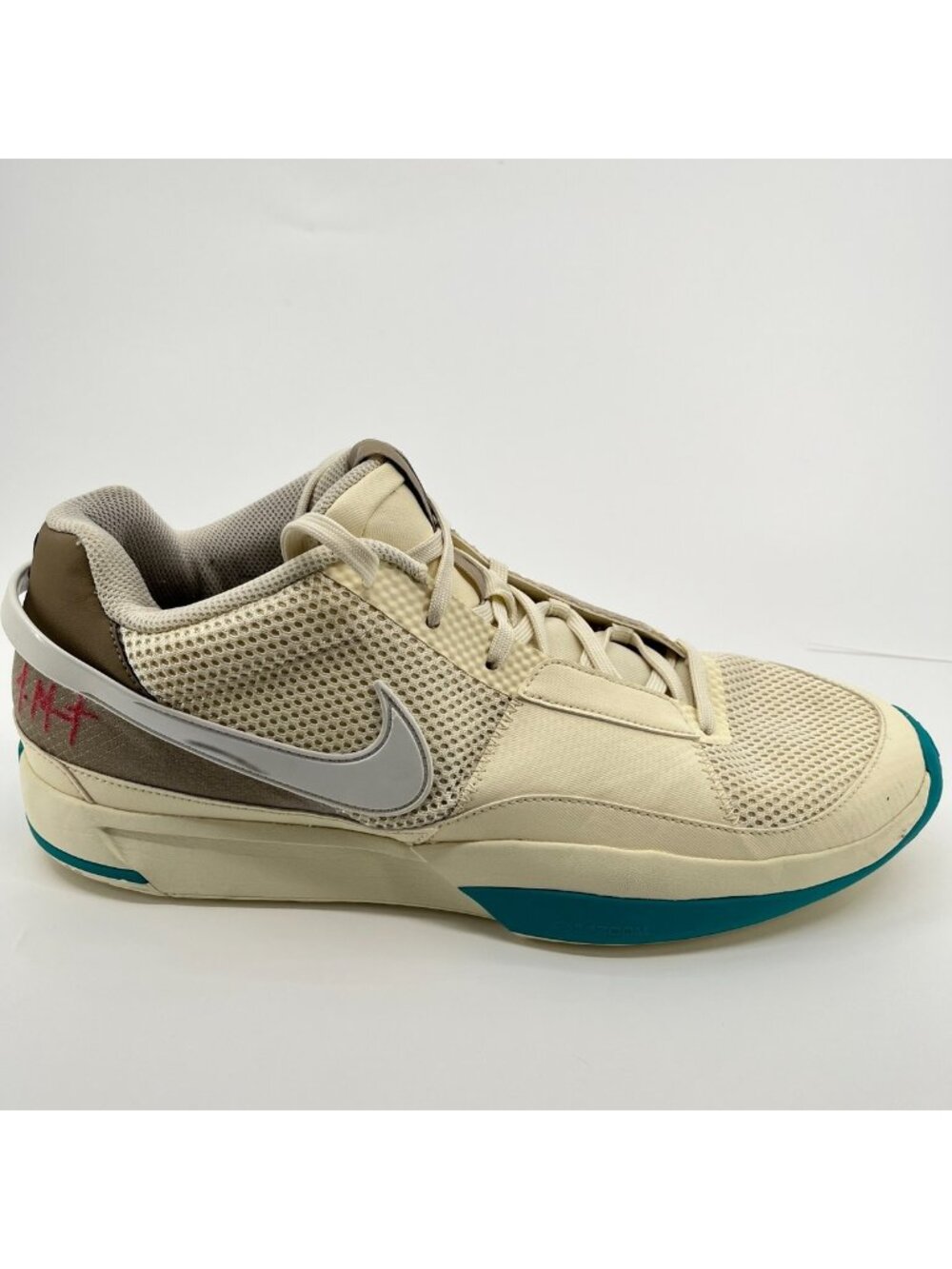 Nike Ja 1 Seasonal Mens Size 13 Cream Teal Athletic Basketball Shoes Sneakers